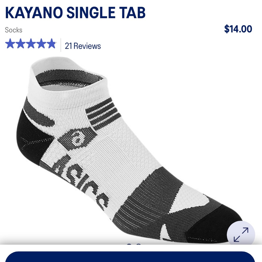 ASICS Kayano single tab running short socks 2 pair new